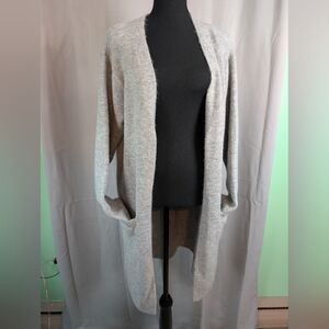 Cozy Light Gray Open-Front Cardigan